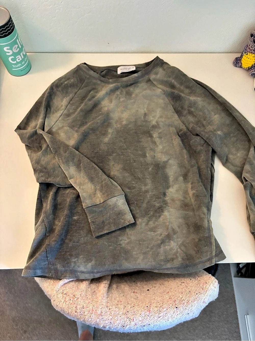 Kaileigh Long Sleeve Tie-Dye (Green/Grey) Top Size Small